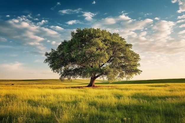 mooie boom midden in een veld