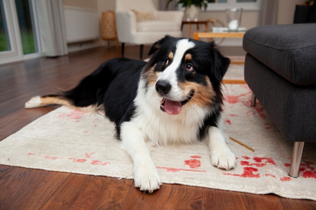 Mooie border collie hond in huis