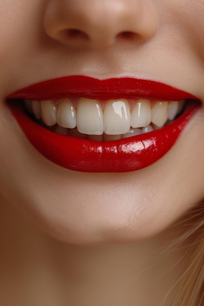 Mooie brede glimlach van een jonge frisse vrouw met witte gezonde tanden