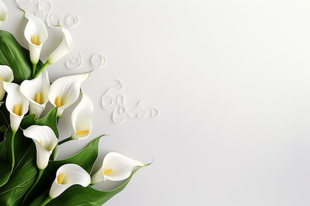 mooie calla leliebloemen op witte achtergrond