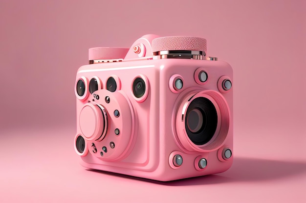 Mooie cameratape in neonlicht Minimalisme retro-stijl concept Generatieve Ai