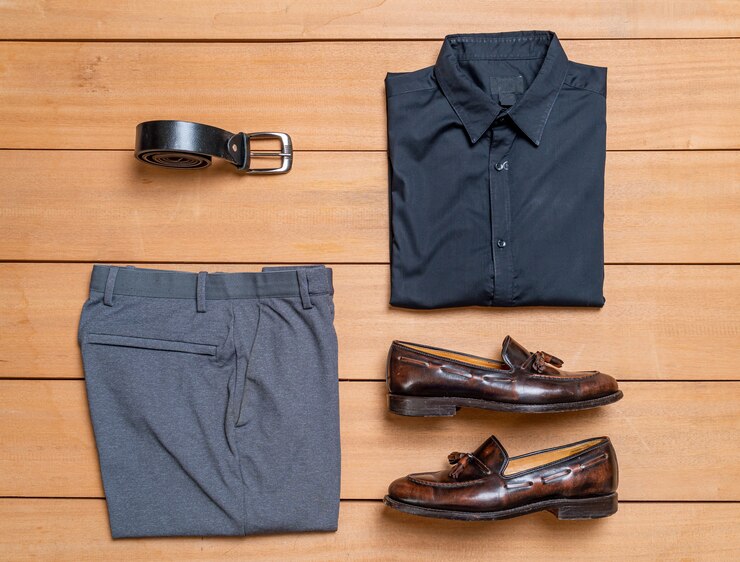 Foto mooie casual mannen mode en kleding set