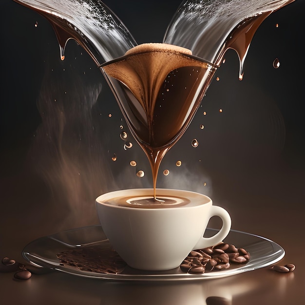 Mooie creatieve afbeelding van het inschenken van een koffiekopje voor behang en achtergronden genereren vanuit ai