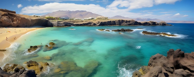 Mooie dag over Playa het Papagayo strand op Lanzarote eiland Canarische Eilanden, genomen in 2015