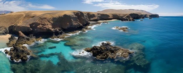 Mooie dag over Playa het Papagayo strand op Lanzarote eiland Canarische Eilanden, Spanje