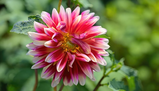 Mooie Dahlia bloem close-up foto in de natuur met een groene achtergrond