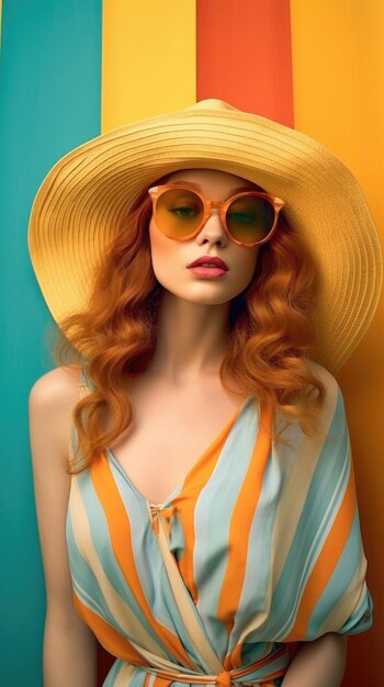 Mooie dame die zomerkleding draagt met zomerse kleuren