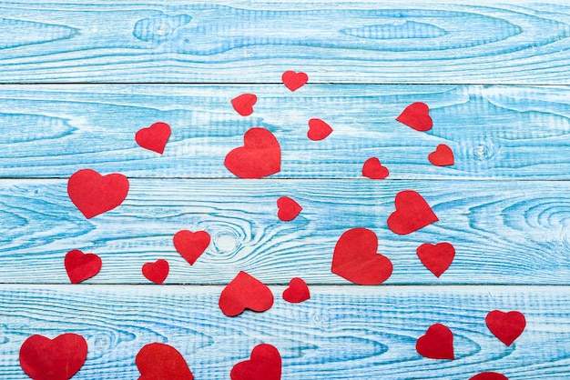 Mooie decoratieve harten op houten achtergrond Valentijnsdag Moederdag Ik hou van jou