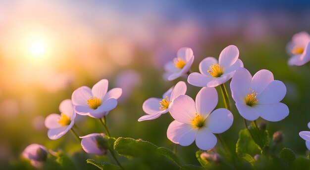 Mooie delicate roze bloemen op een onscherpe achtergrond