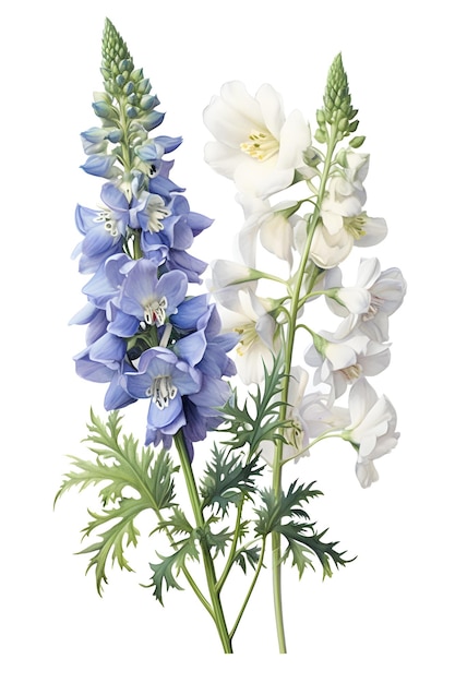 Mooie Delphinium op witte achtergrond