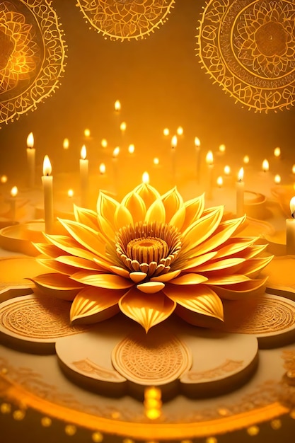 Foto mooie diwali abstracte bloemrijke achtergrond met gele bloemen plaats voor uw tekst