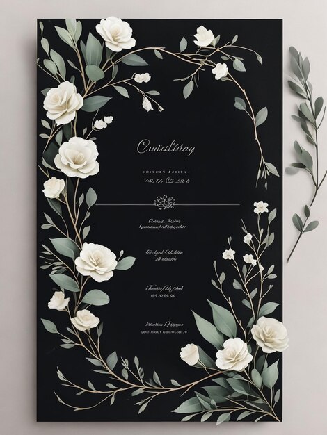 Foto mooie en elegante bloemen bruiloft uitnodiging kaart sjabloon
