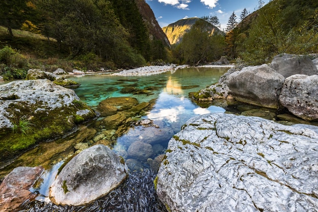 Mooie en ongerepte rivier de Soca in Slovenië
