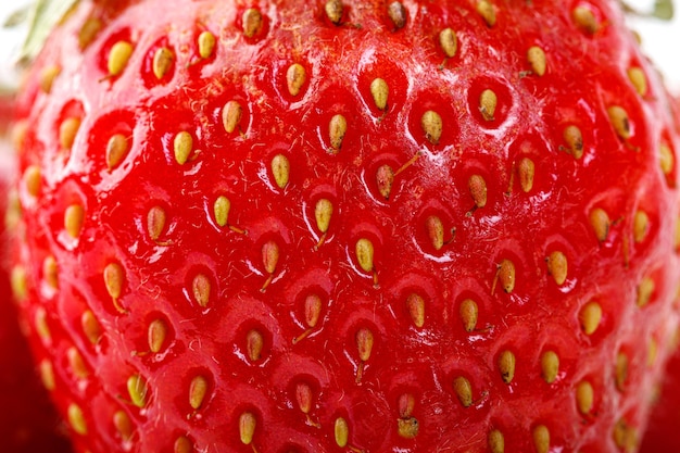 Mooie en rijpe rode aardbeien op een witte achtergrond