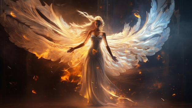 Mooie fantasy engel licht schilderij hoge resolutie Ai gegenereerde kunst