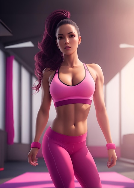 Mooie fitnessvrouw met perfect lichaam in vorm die sportkleding draagt voor de sportschooltraining