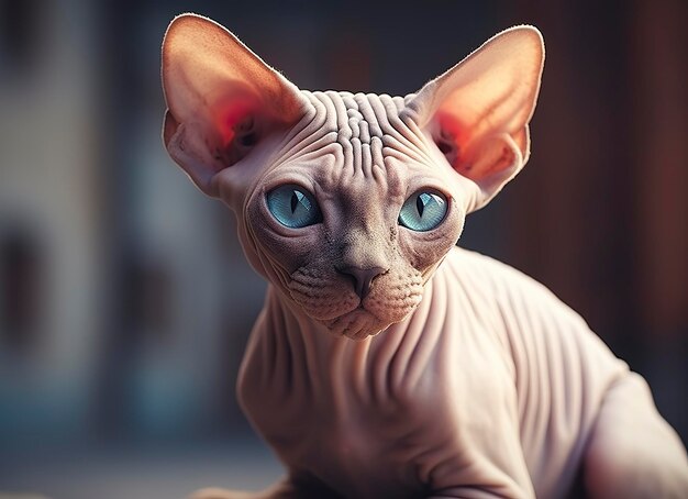 Mooie foto Sphynx kat concept hedendaagse natuurlijke en stemming sociale achtergrond Generatieve AI