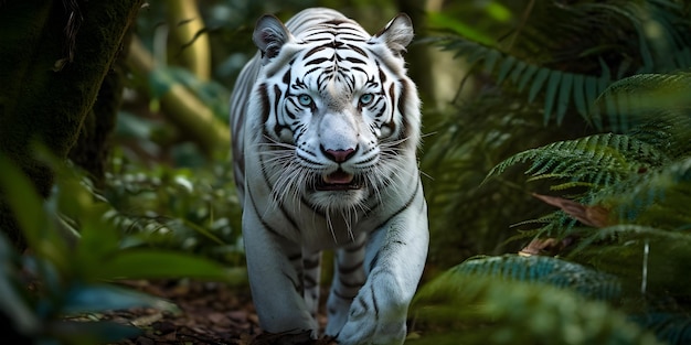 Mooie foto van witte tijger in tropisch bos Koning van jagersillustratie