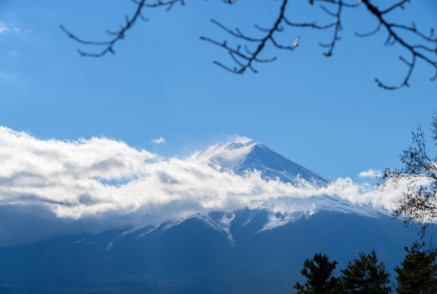 Mooie Fuji-berg met sneeuwdekking op de bovenkant