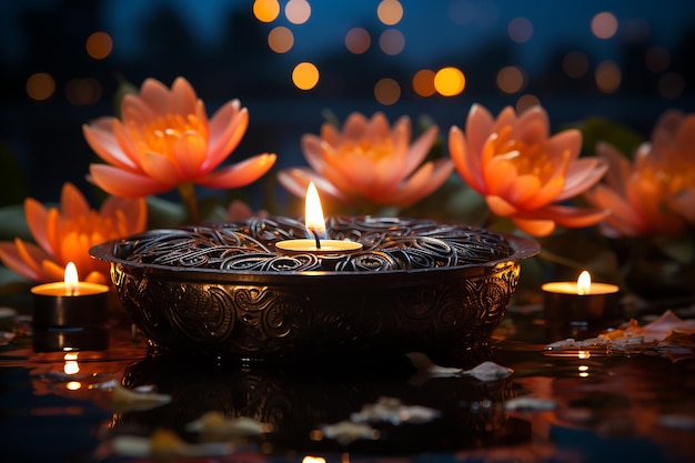 Mooie gelukkige diwali diya decoratieve banner