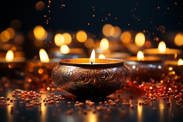 Mooie gelukkige diwali diya decoratieve banner