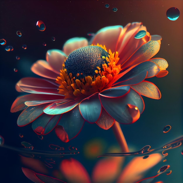 Mooie gerbera bloem op een donkere achtergrond 3D-rendering