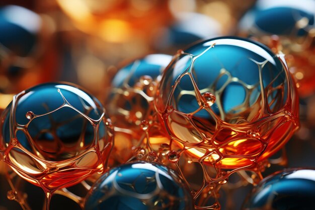 Foto mooie glazen ballen op een donkere achtergrond abstracte geometrische compositie generatieve ai