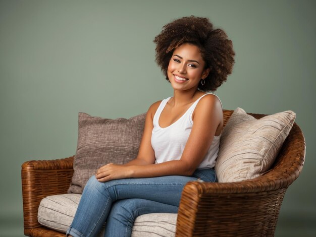 mooie glimlachende vrouwen met krullend haar generatieve ai