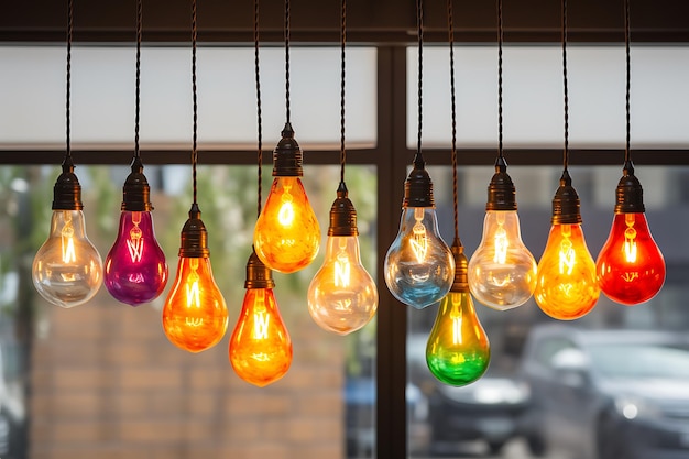 Foto mooie gloeilamp decoratie interieur van de kamer