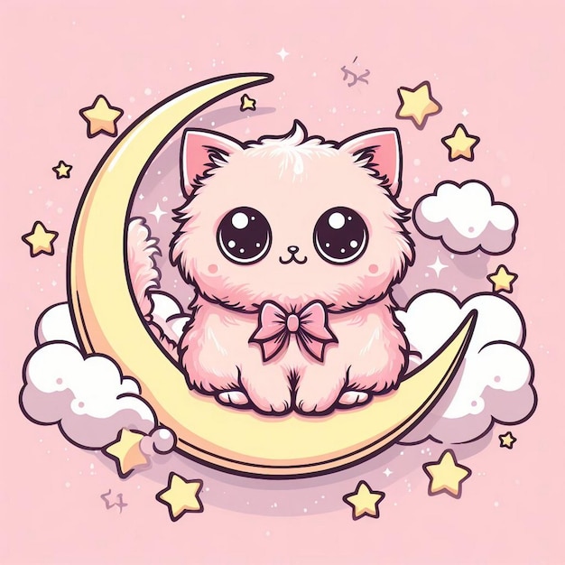 mooie grappige schattige zittende kat cartoon sticker vector ontwerp speelse kittens illustratie