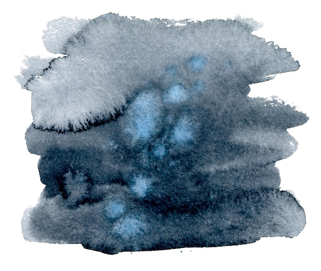 Mooie handgetekende abstracte aquarel donkerblauwe en grijze kleuren vlek