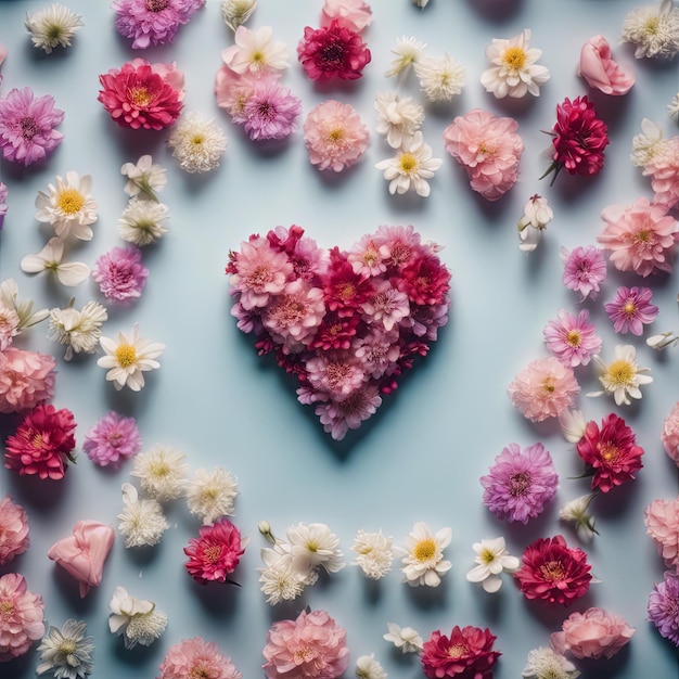 Foto mooie hartvormige bloeiende bloemen voor valentijnsdag
