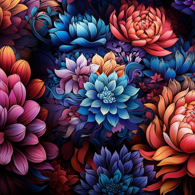 Mooie heldere gestileerde abstracte bloemen bloemige bloemige achtergrond illustratie banner voor websites gegenereerd met AI