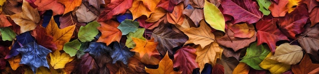 Foto mooie herfst achtergrond van een kleurrijke reeks gevallen bladeren generatieve ai