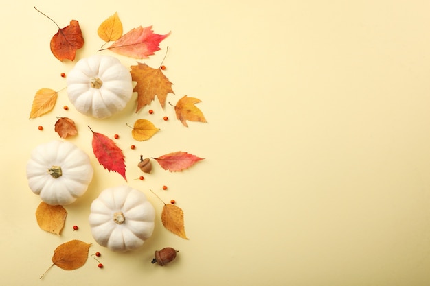 Mooie herfstachtergrond met gevallen bladeren met plaats voor tekst bovenaanzicht