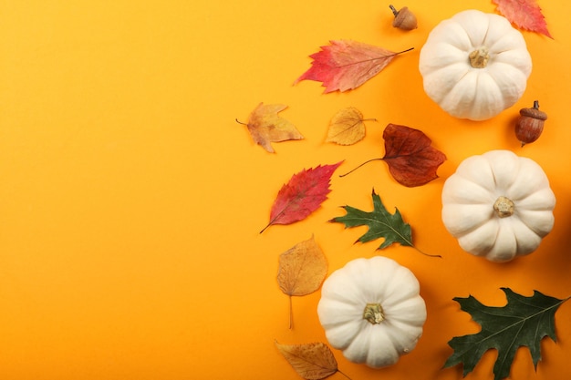 Mooie herfstachtergrond met gevallen bladeren met plaats voor tekst bovenaanzicht