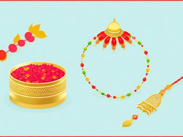 Mooie hindoe traditionele raksha bandhan festival achtergrond en geschenk doos ai gegenereerd