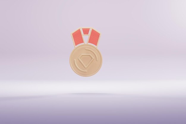 Mooie illustratie Iconen van de medaille van de gouden winnaar op een heldere roze achtergrond 3D-weergave i