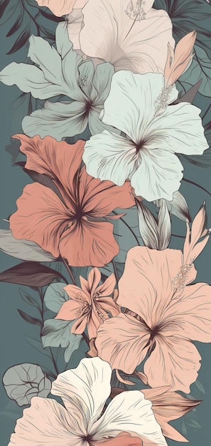 Mooie illustratie van delicate bloemen voor wallpaper achtergrond Digitale kunst Generatieve Ai