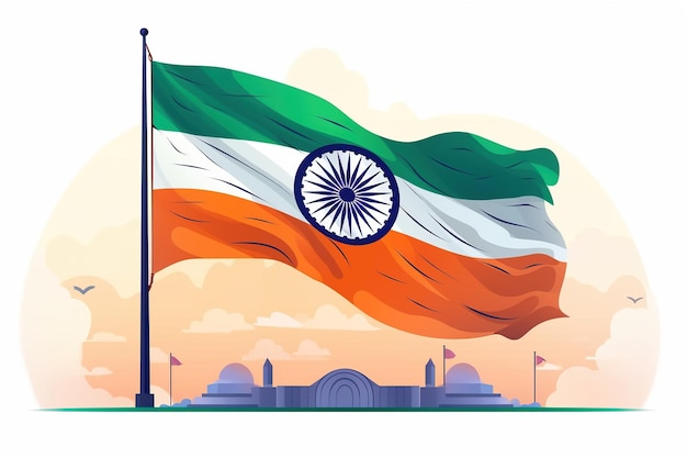 Mooie Indiase vlag India viert Website banner en groetenkaart Generative Ai