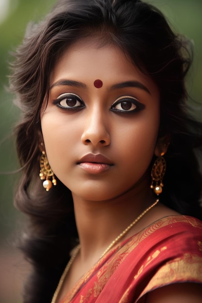 Mooie Indiase vrouw close-up generatieve AI