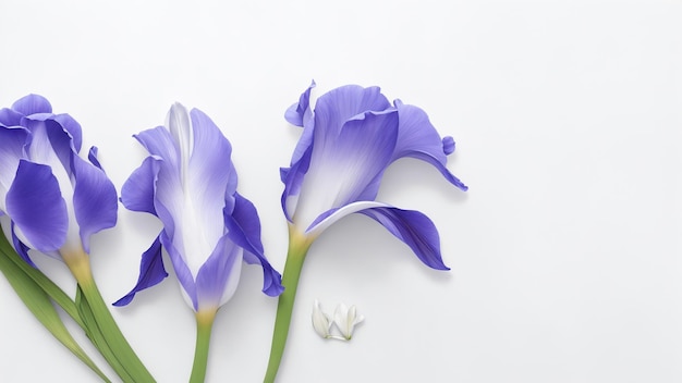 Mooie irisbloemen op een wit oppervlak