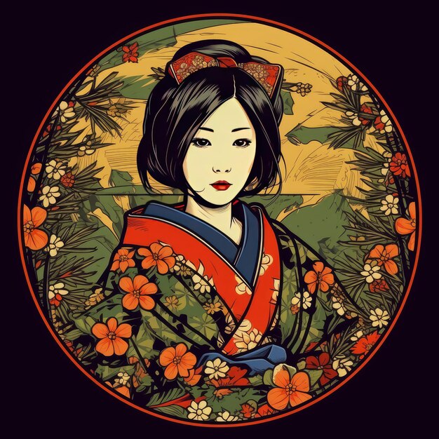 mooie Japanse kimono meisje vector