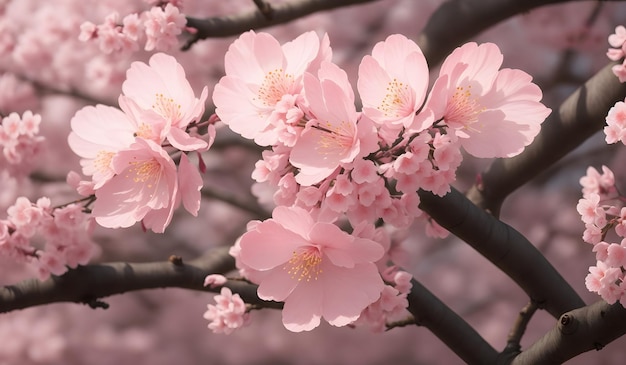 Mooie Japanse sakura bloem kersenbloesem achtergrond Generatieve AI