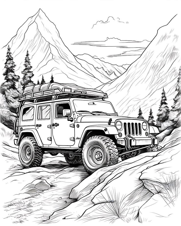Mooie Jeep kleurpagina