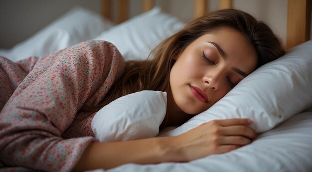 mooie jonge vrouw die in bed slaapt mooie jonge vrouw die in een laken slaapt