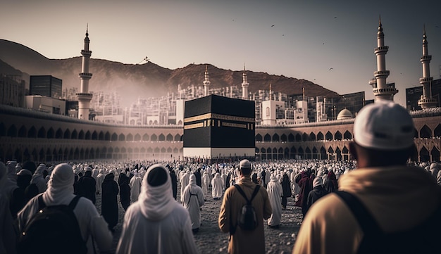 Mooie kaaba hadj piglrimage in mekka umra eid al adha foto achtergrond illustratie