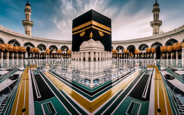 Mooie kaaba hadj piglrimage in mekka umra eid al adha fotoachtergrond