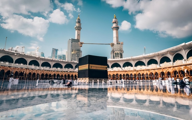 Mooie kaaba hadj piglrimage in mekka umra eid al adha fotoachtergrond