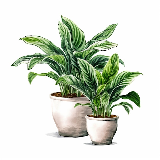 Mooie kamerplanten groen blad foto witte achtergrond AI gegenereerde kunst